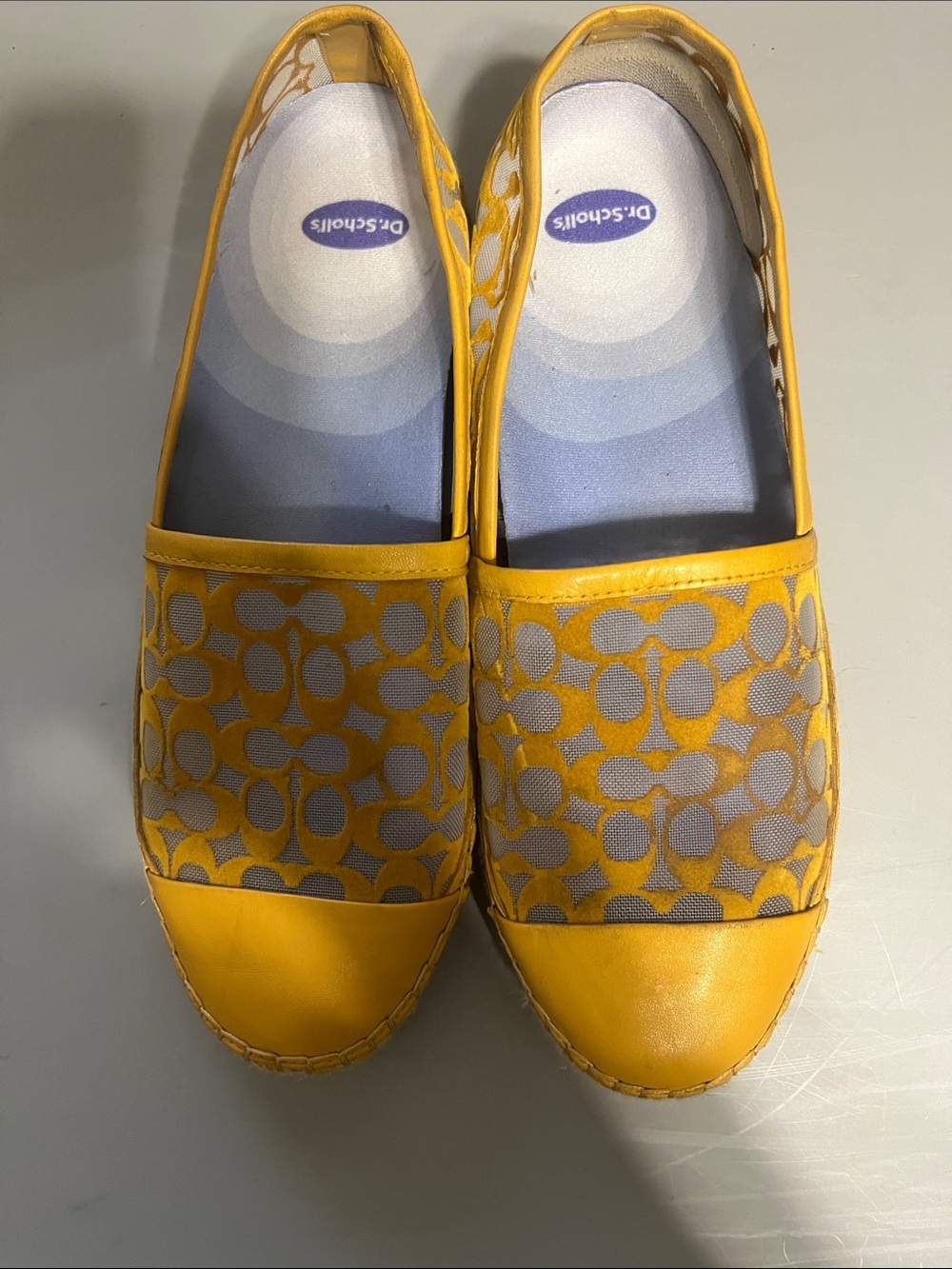 Coach Yellow Signature Canvas Espadrille Flats